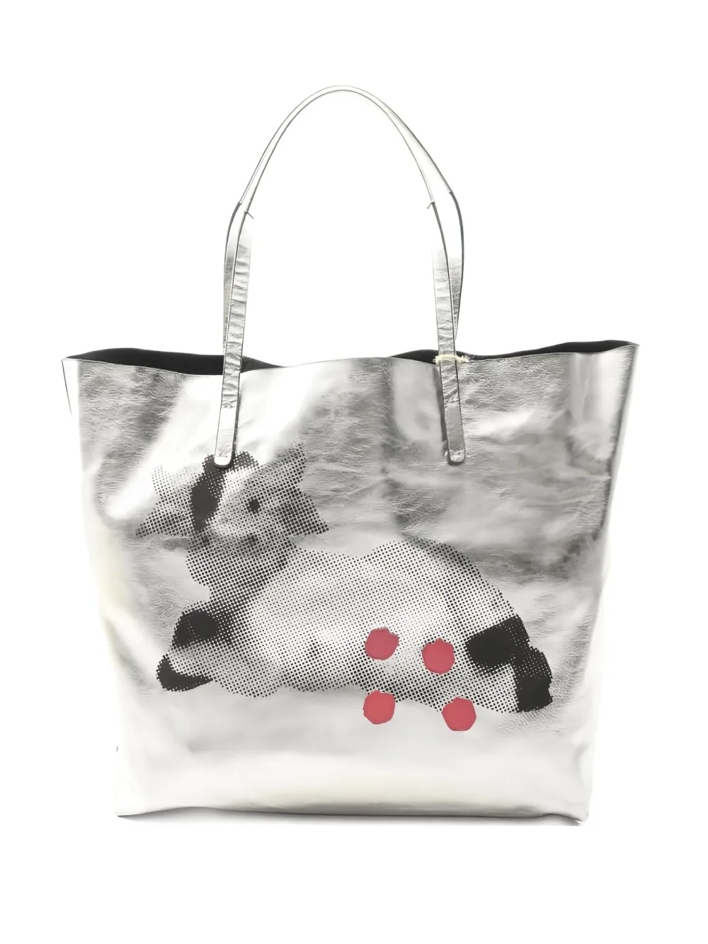 Pre-owned Vivienne Westwood 2020s Studio Shopper Leather Tote Bag In Silver