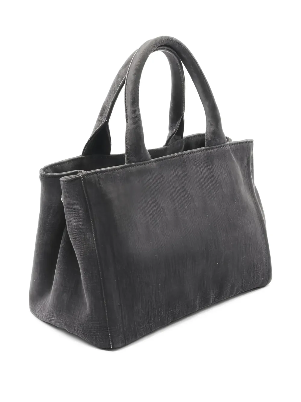 Pre-owned Prada 2000s Canapa Studed Denim Tote Bag In Gray