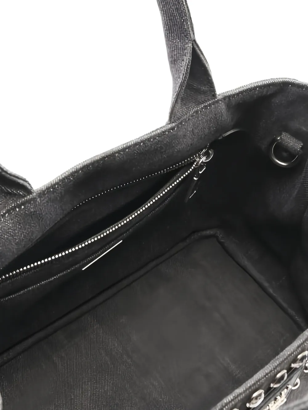 Pre-owned Prada 2000s Canapa Studed Denim Tote Bag In Gray