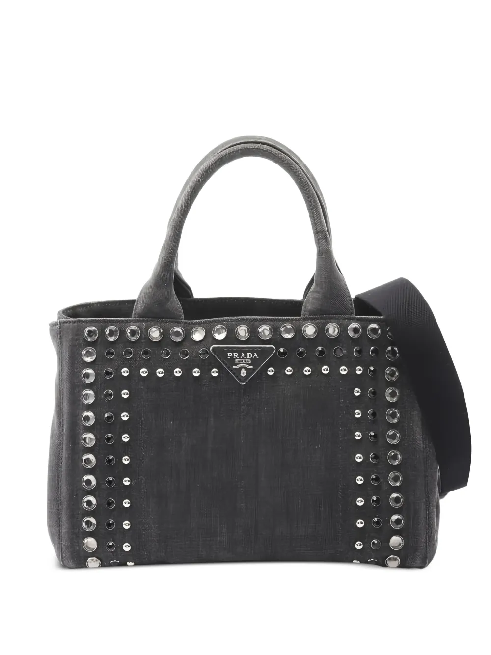Prada Pre-Owned 2000s Canapa studed denim tote bag | Grey | Image 1