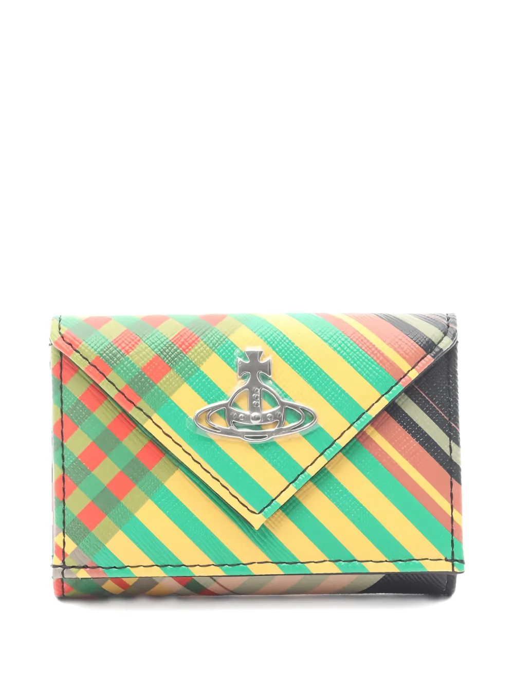 Vivienne Westwood Pre-Owned 2020s Orb tartan tri-fold wallet - Giallo