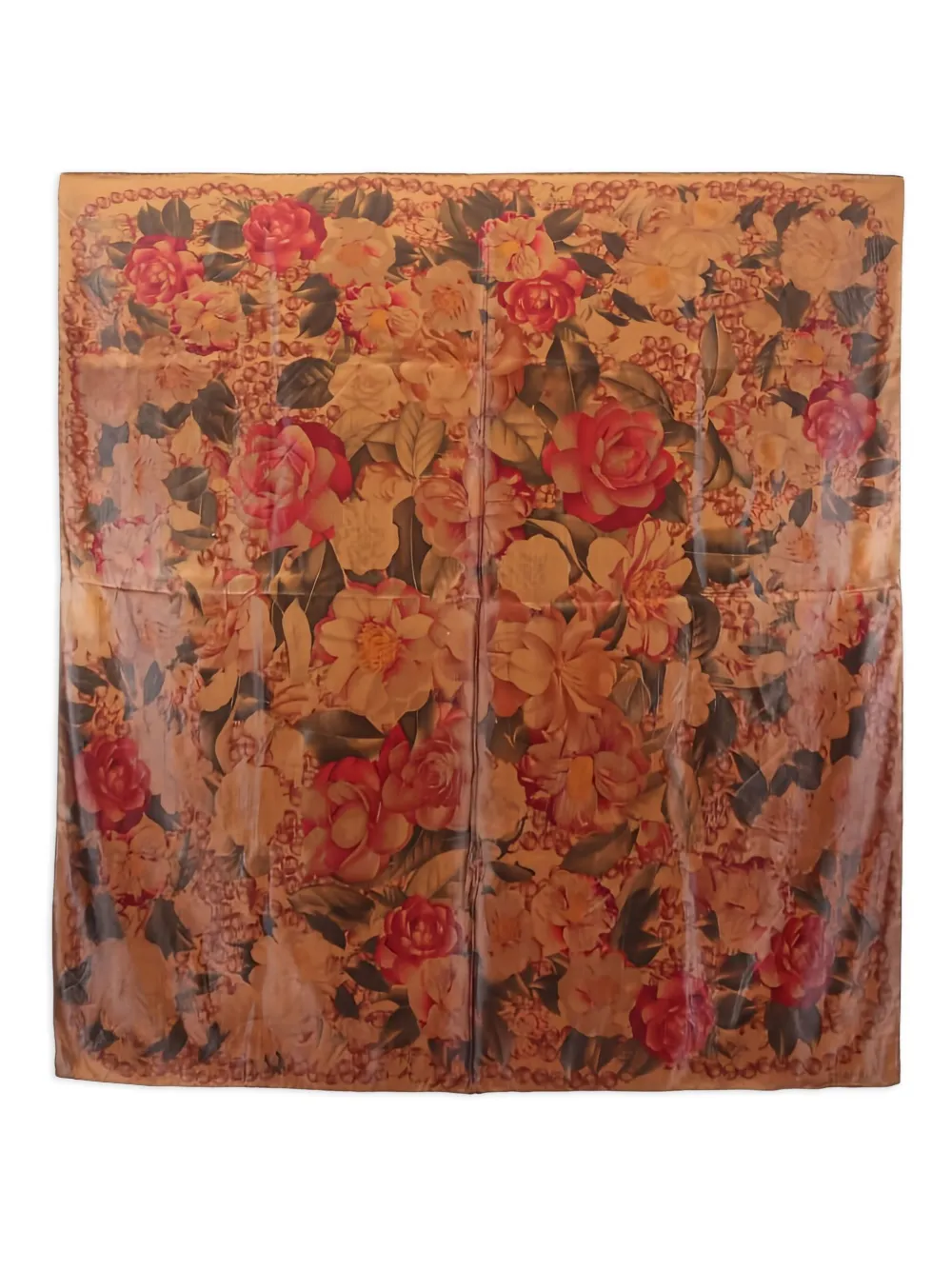 CHANEL Pre-Owned 1986-1988 floral-pattern silk scarf - Marrone