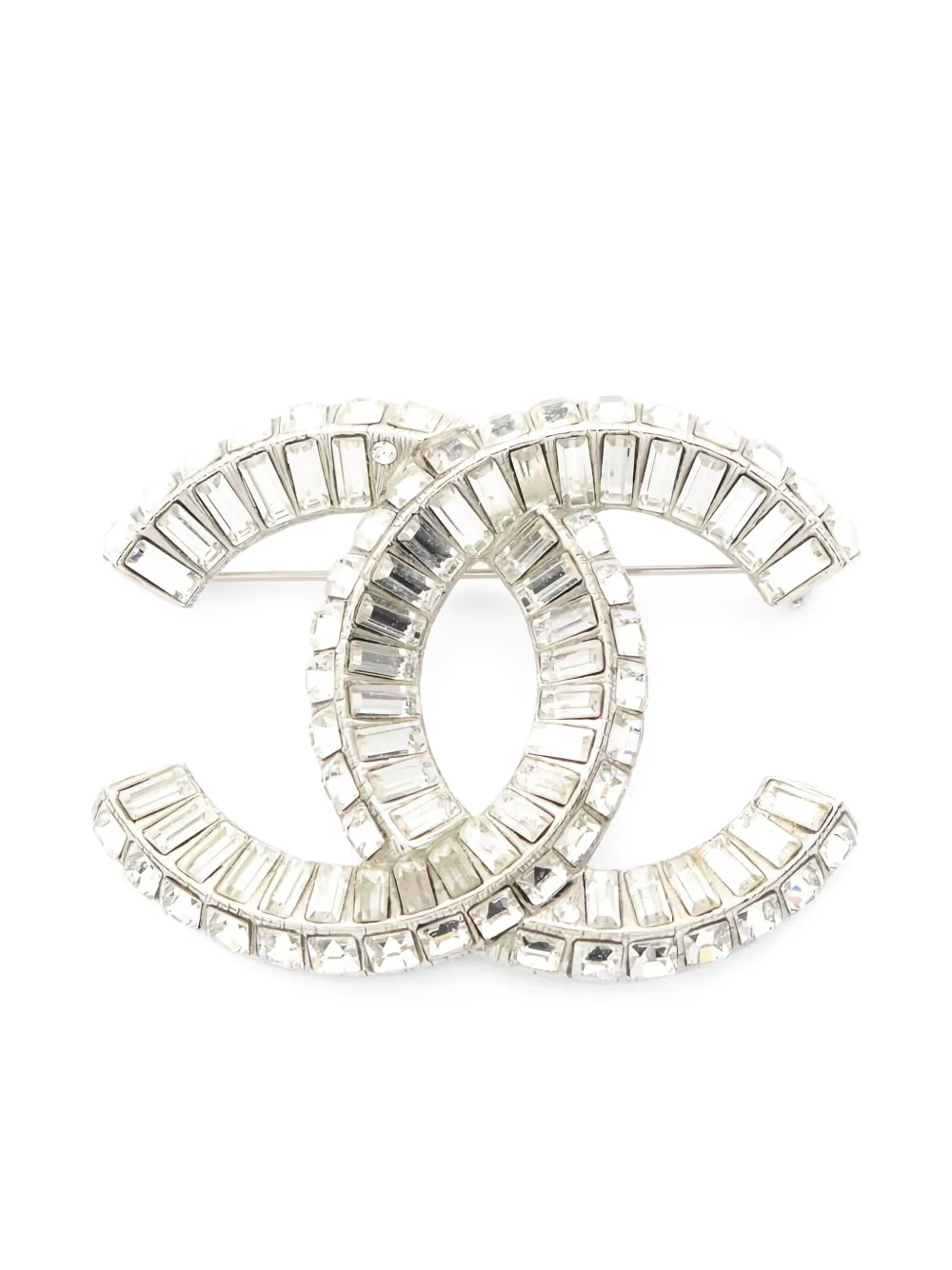 CHANEL Pre-Owned 1986-1988 ココマーク ラインストーン ブローチ - シルバートーン CHANEL Pre-Owned 1986-1988 ココマーク ラインストーン ブローチ - シルバートーン