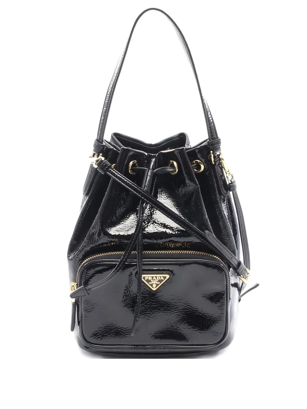 Prada Pre-Owned 2010s Duet naplak patent leather bucket bag - ブラック Prada Pre-Owned 2010s Duet naplak patent leather bucket bag - ブラック
