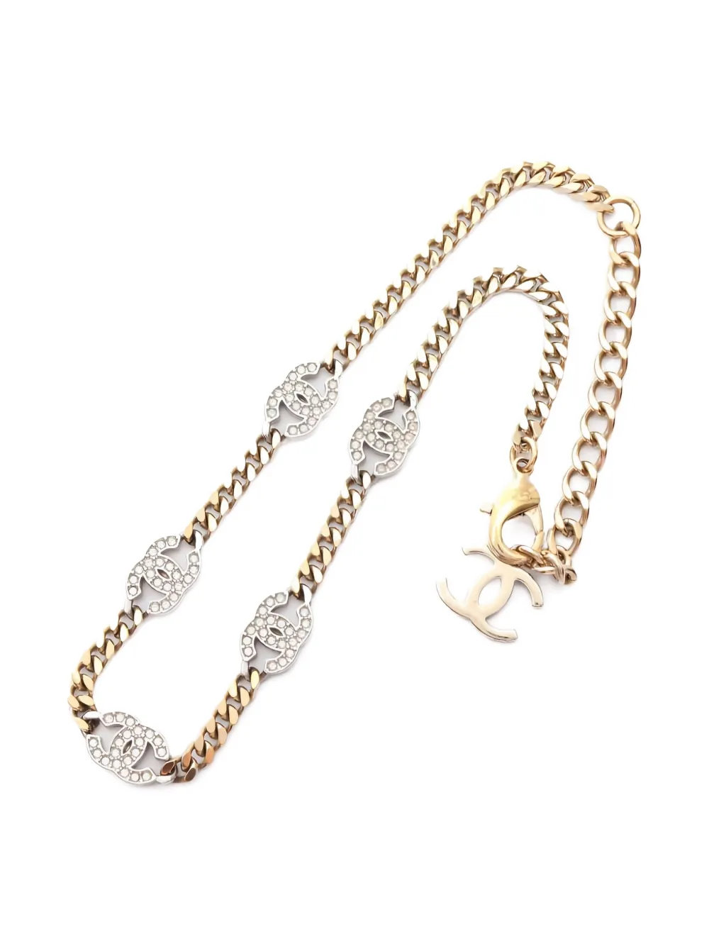 CHANEL Pre-Owned 1986~1988 coco-mark rhinestone necklace - Oro