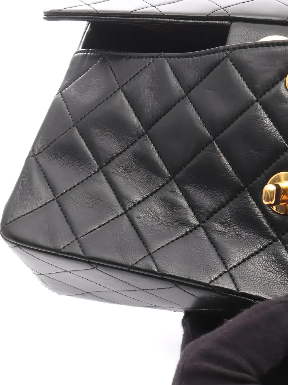 Pre-owned Chanel 1986-1988 Matelassé W Flap Chain Shoulder Bag In Black