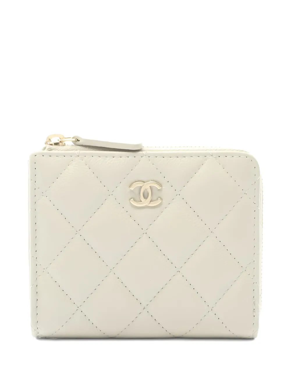 CHANEL Pre-Owned 2021s Matelassé round-zipper wallet | Neutrals | Image 1
