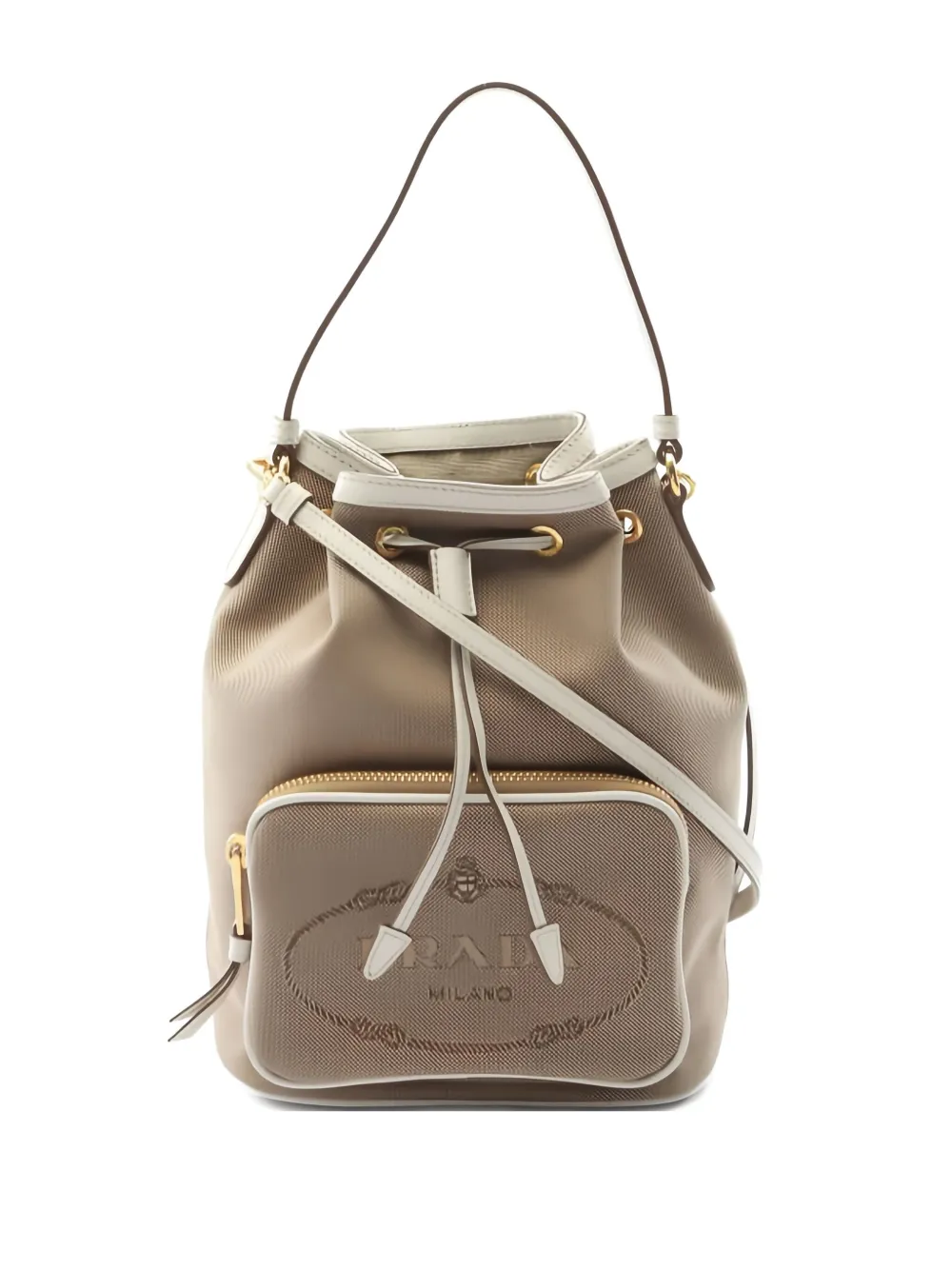 Prada Pre-Owned 2010s drawstring leather bucket bag - ニュートラル Prada Pre-Owned 2010s drawstring leather bucket bag - ニュートラル