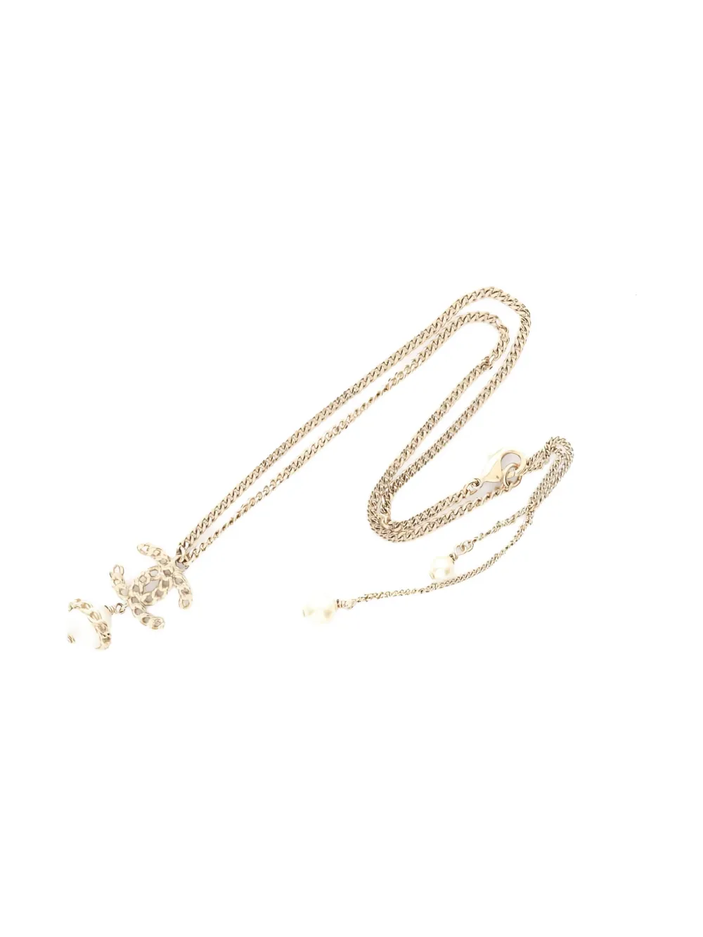 CHANEL Pre-Owned 1986-1988 coco mark pearl necklace - Oro