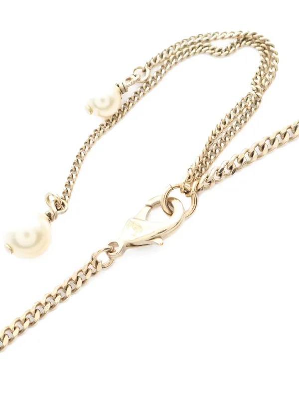CHANEL Pre-Owned 1986-1988 Coco Mark Pearl Necklace | Gold | FARFETCH