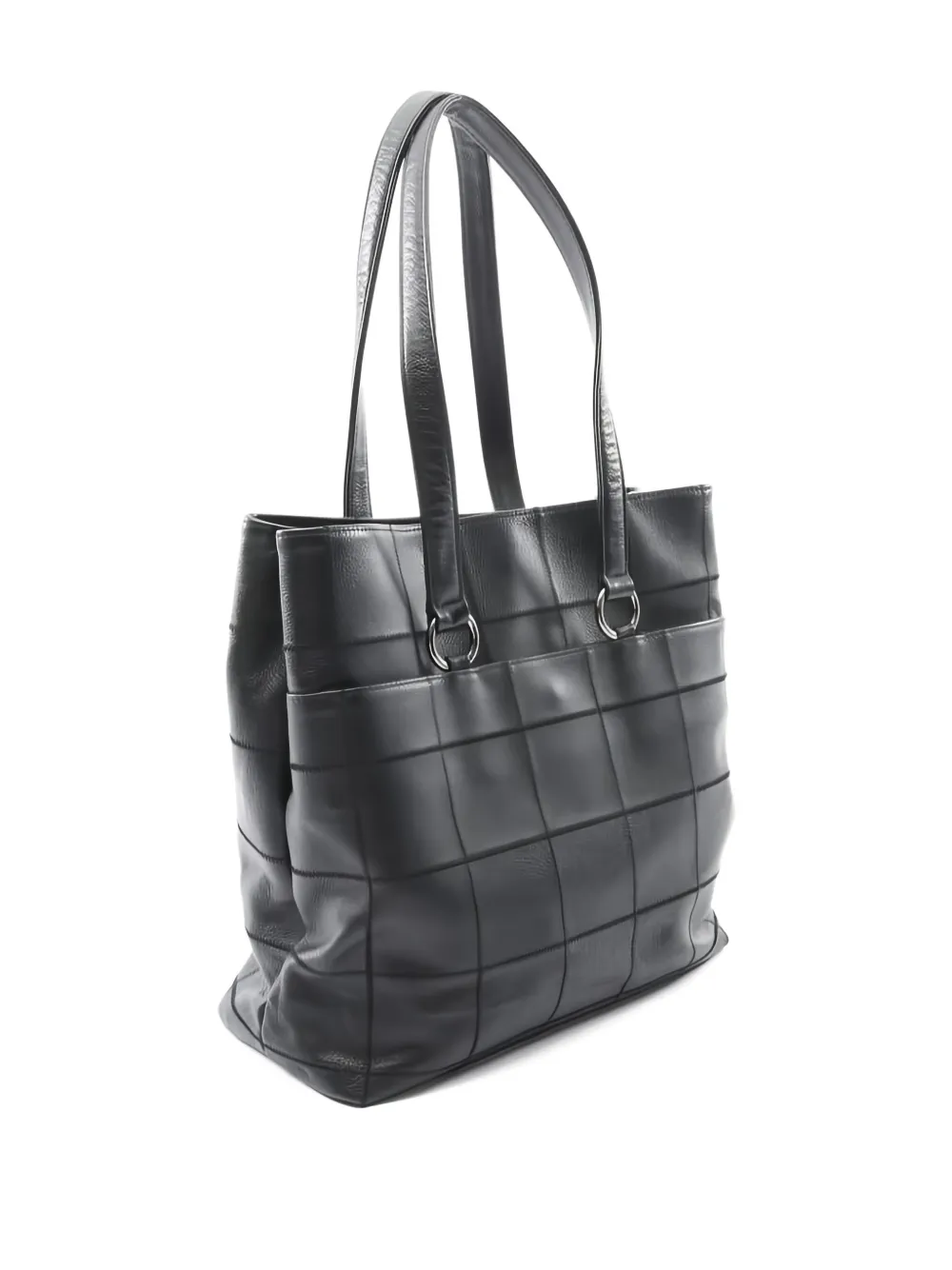 Pre-owned Chanel 2005-2006 Cambon Choco Bar Logo-plaque Shoulder Bag In Black