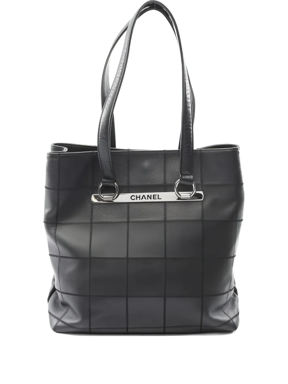 Pre-owned Chanel 2005-2006 Cambon Choco Bar Logo-plaque Shoulder Bag In Black