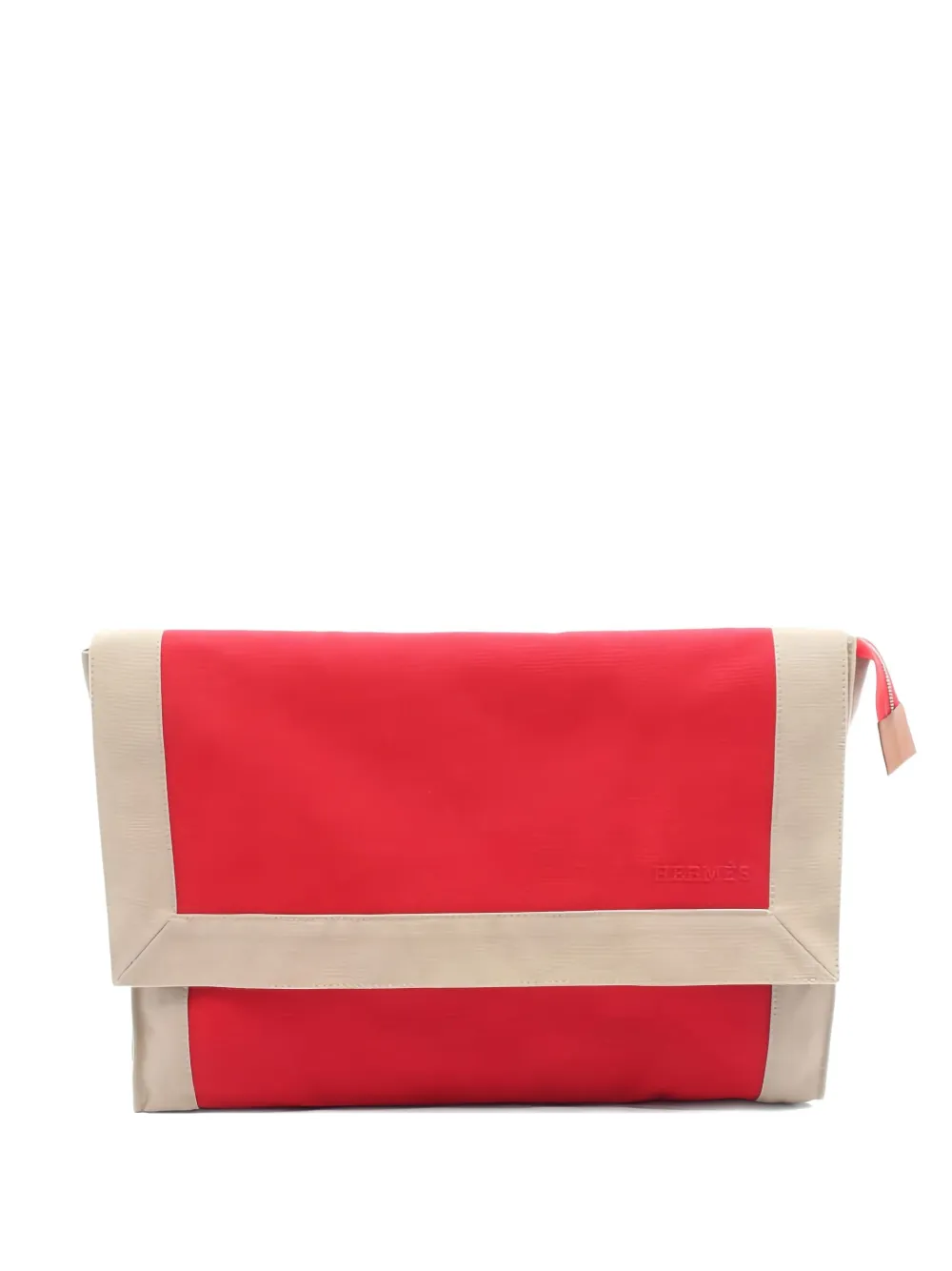 Pre-owned Hermes 2010s Tapidcel Canvas Clutch Bag In Red