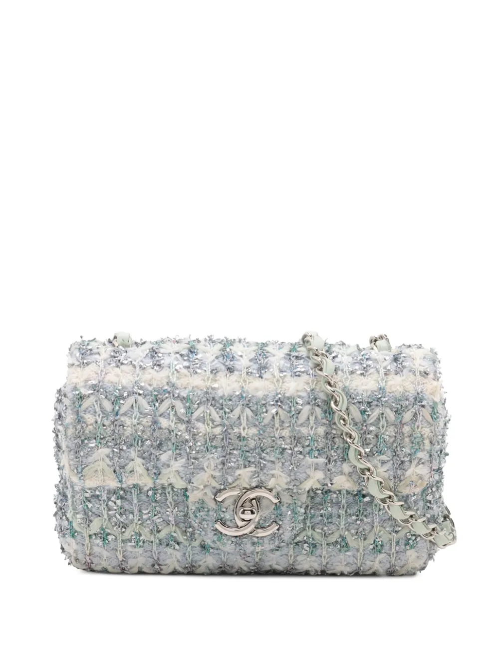 CHANEL Pre-Owned 2018 Mini Rectangular Classic Tweed Single Flap CHANEL Pre-Owned 2018 Mini Rectangular Classic Tweed Single Flap