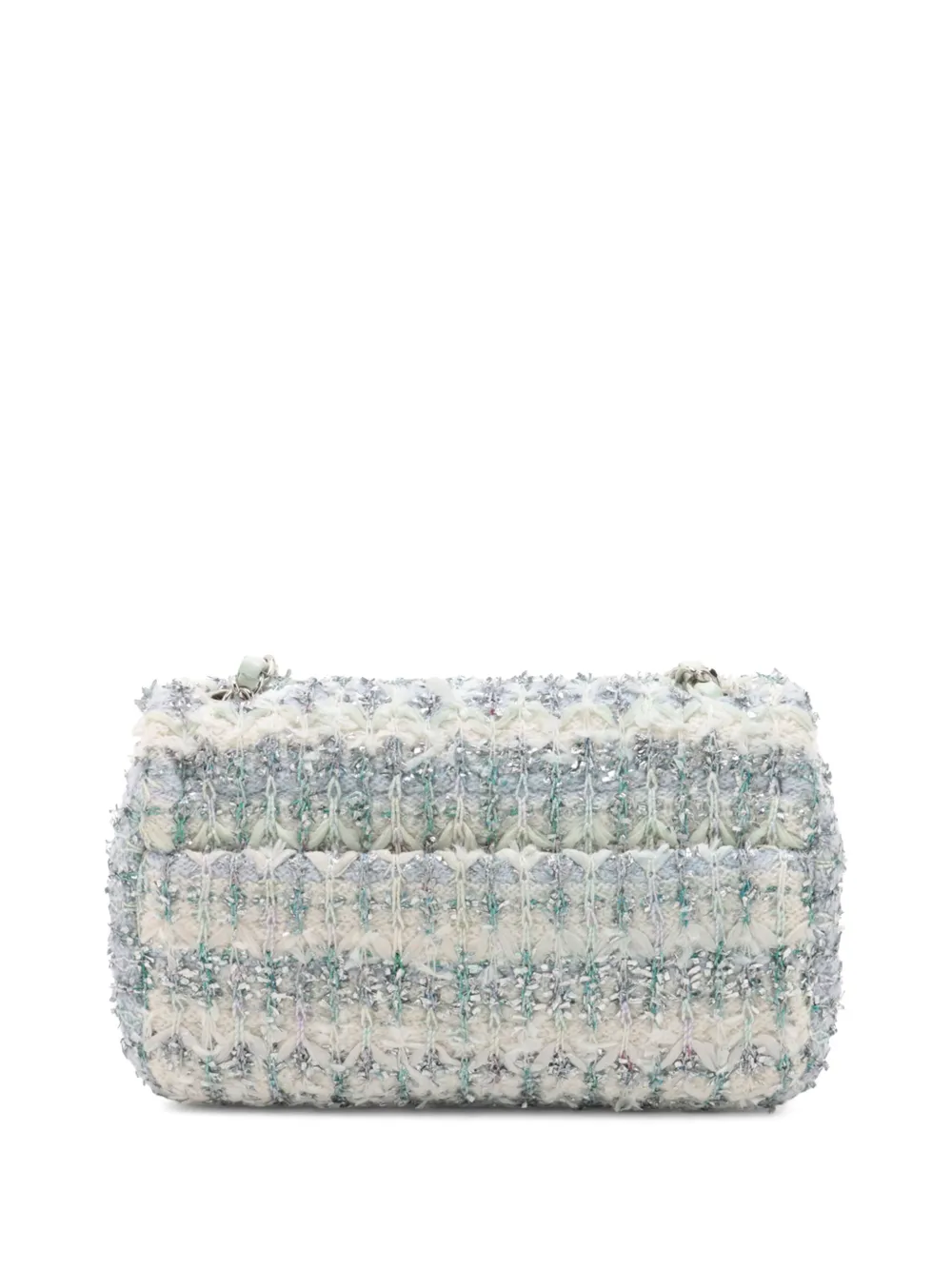 Pre-owned Chanel 2018 Mini Rectangular Classic Tweed Single Flap Crossbody Bag In Blue