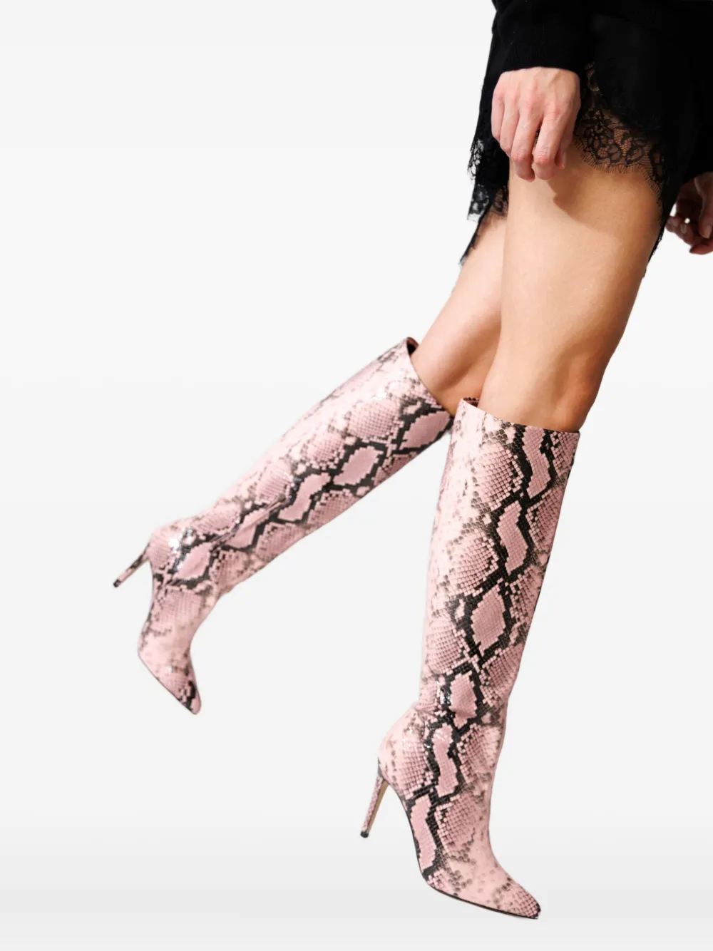 SMILING SHOES Kaelle laarzen met slangenprint Roze