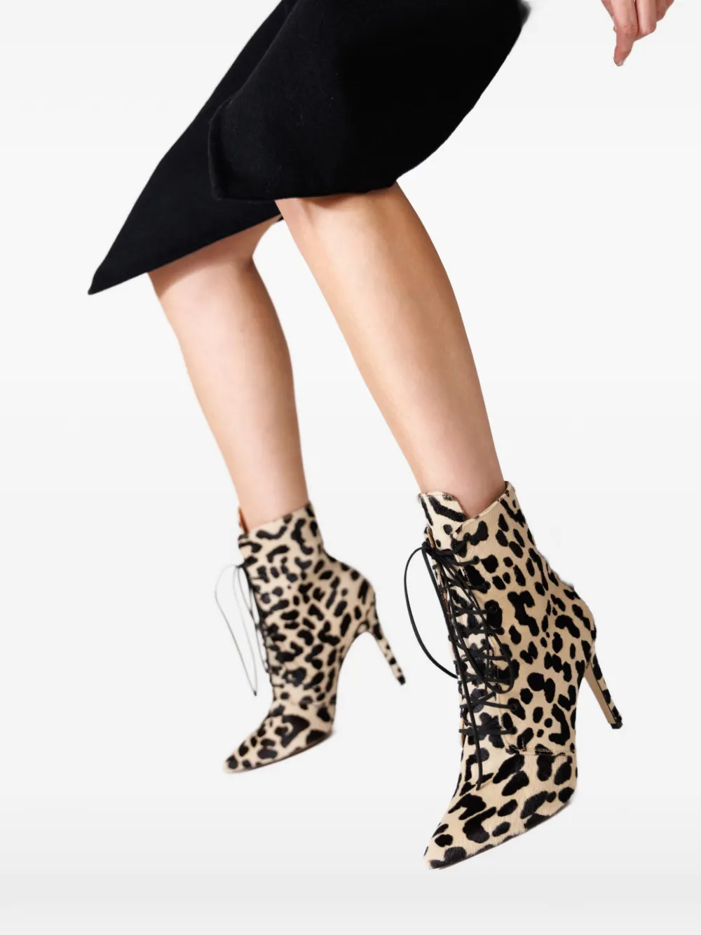 SMILING SHOES 50 mm Tayra veterlaarzen met luipaardprint Beige