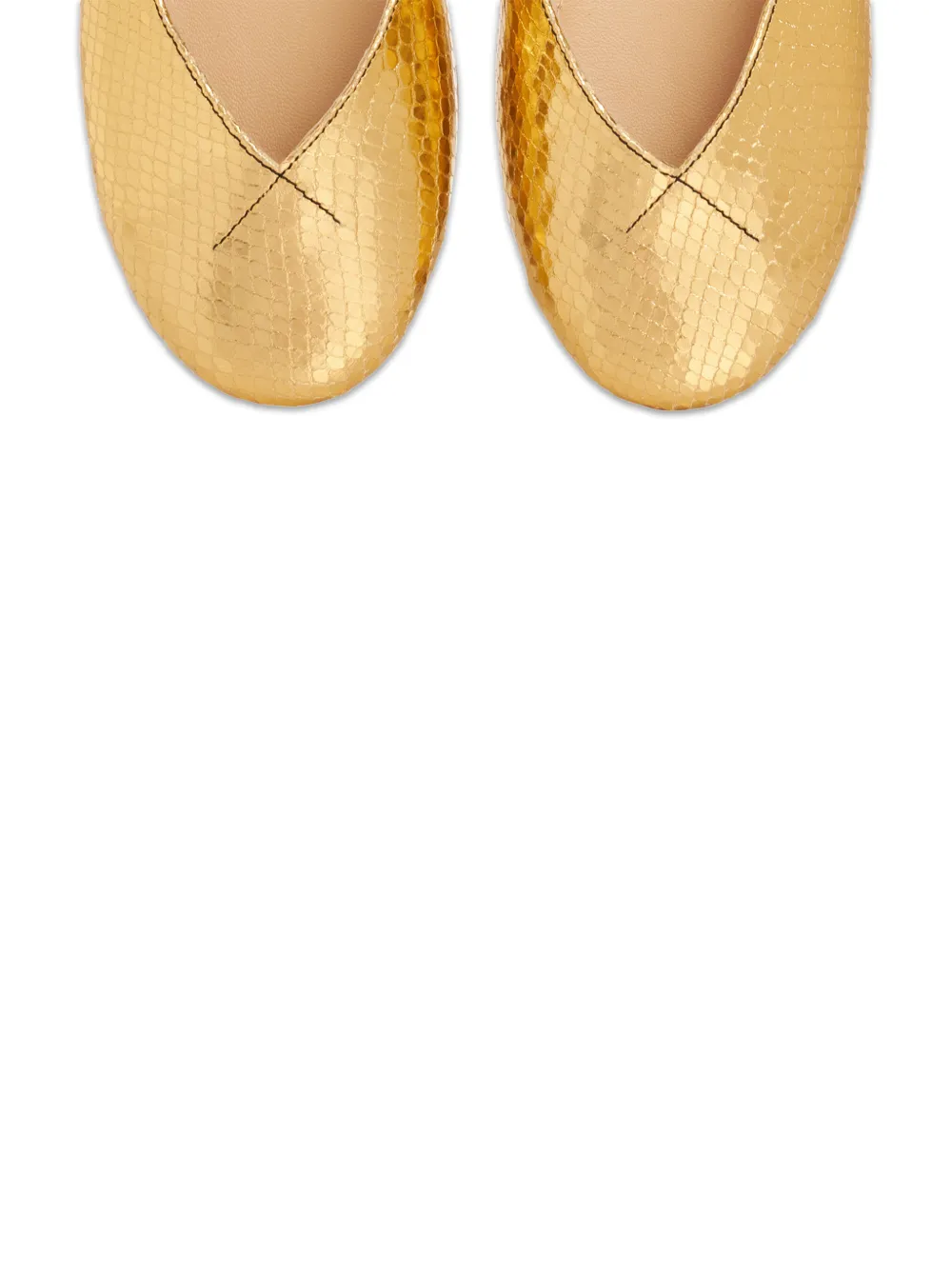 Smiling Shoes Jenny Ruched-effect Ballet Flats In Gold