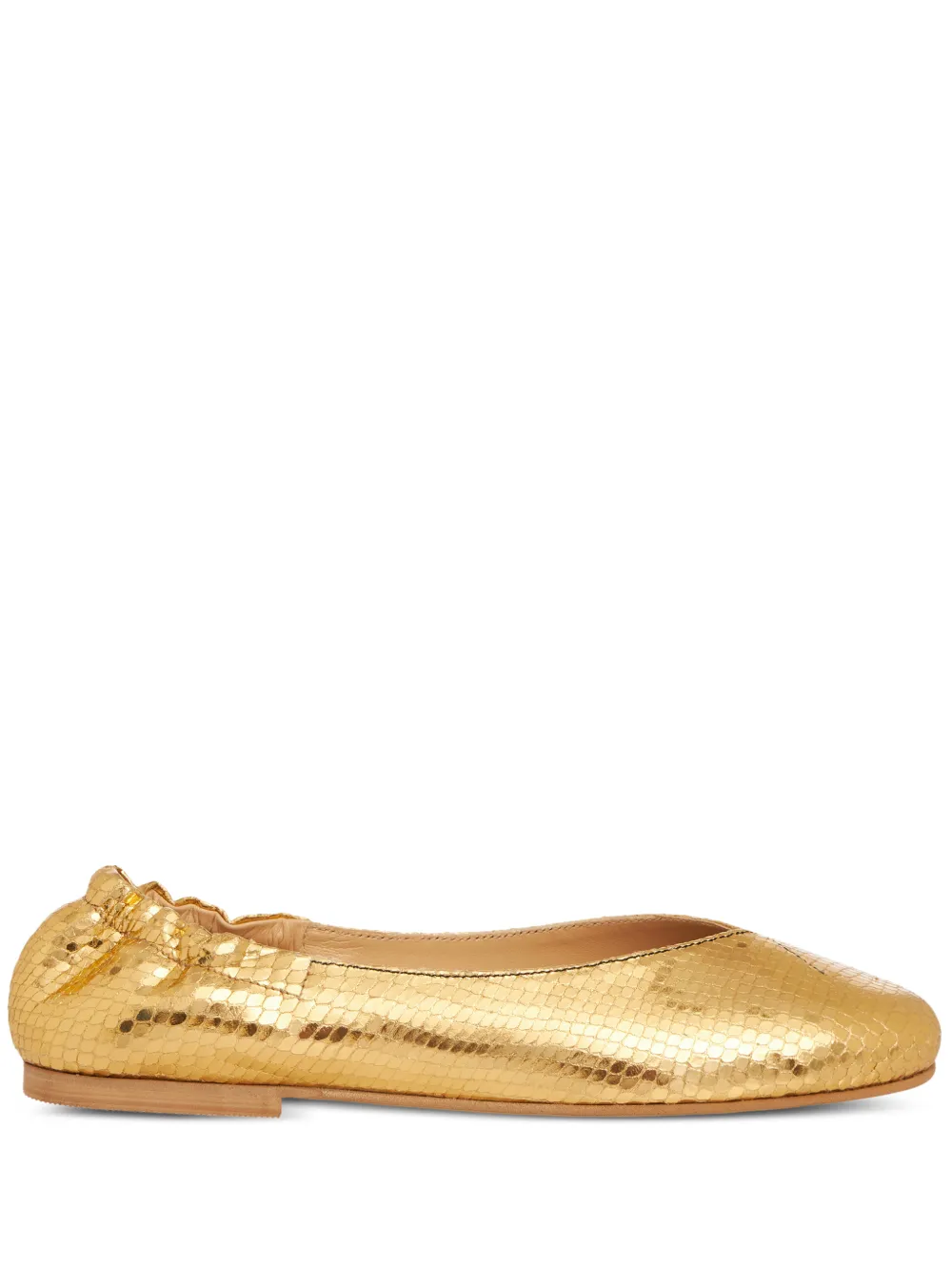 SMILING SHOES Jenny ruched-effect ballet flats | Gold | Image 1