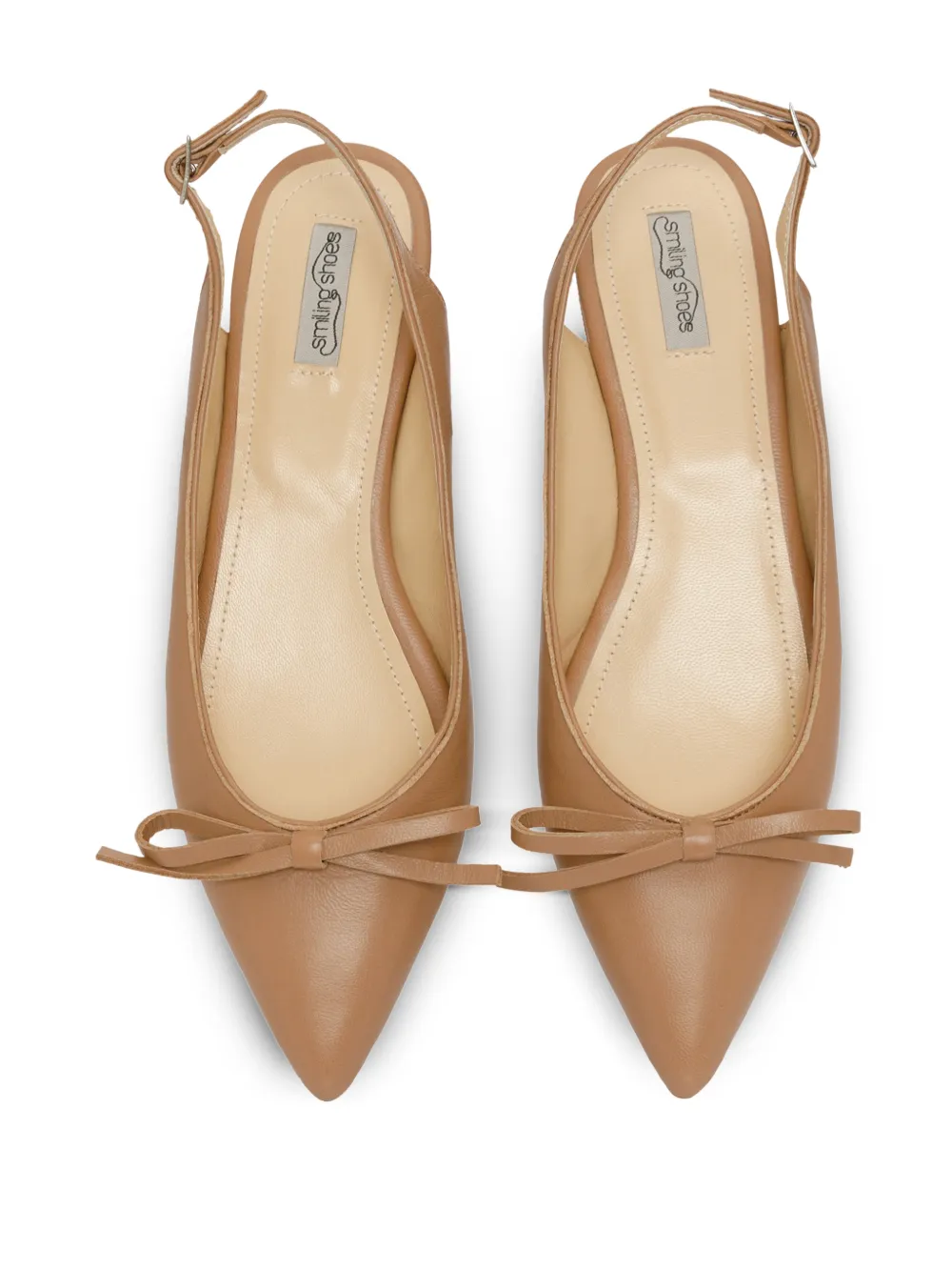 Smiling Shoes Oli Bow-detail Ballet Flats In Neutral