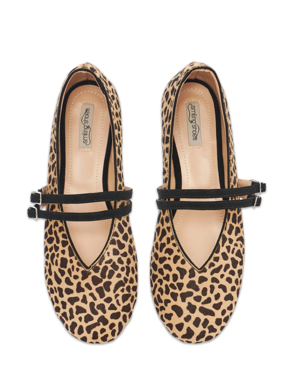 Smiling Shoes Mazie Buckle-strap Ballet Flats In Neutral