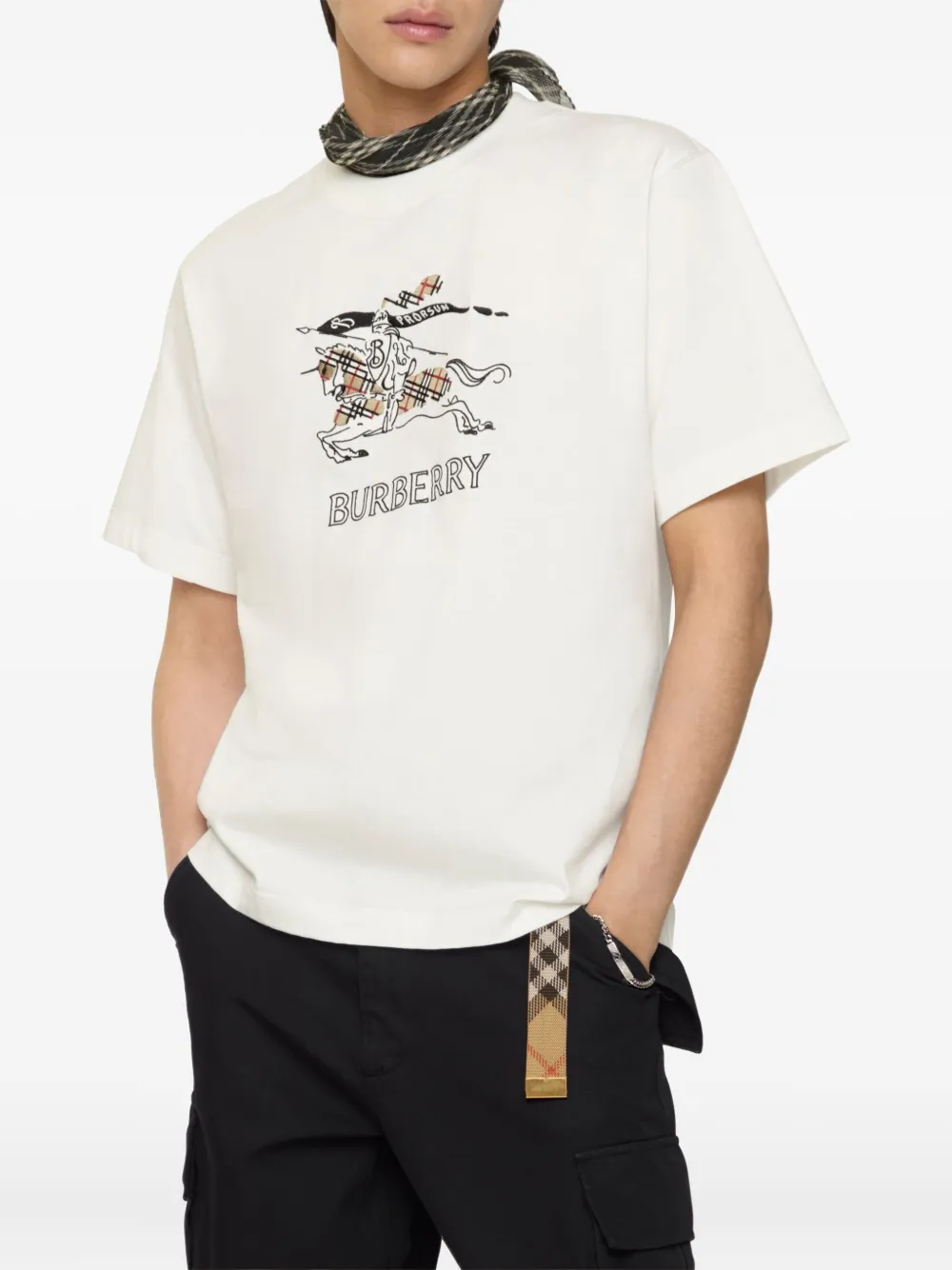 Burberry Equestrian Sketch T-shirt met logo - Beige