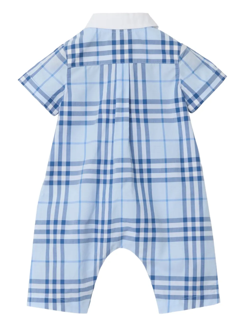 Burberry Kids checked cotton romper - Blauw