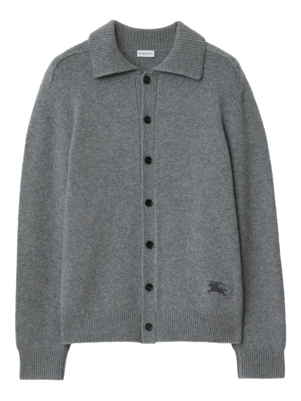 Burberry elbow-patch equestrian cardigan | Grey | Image 1
