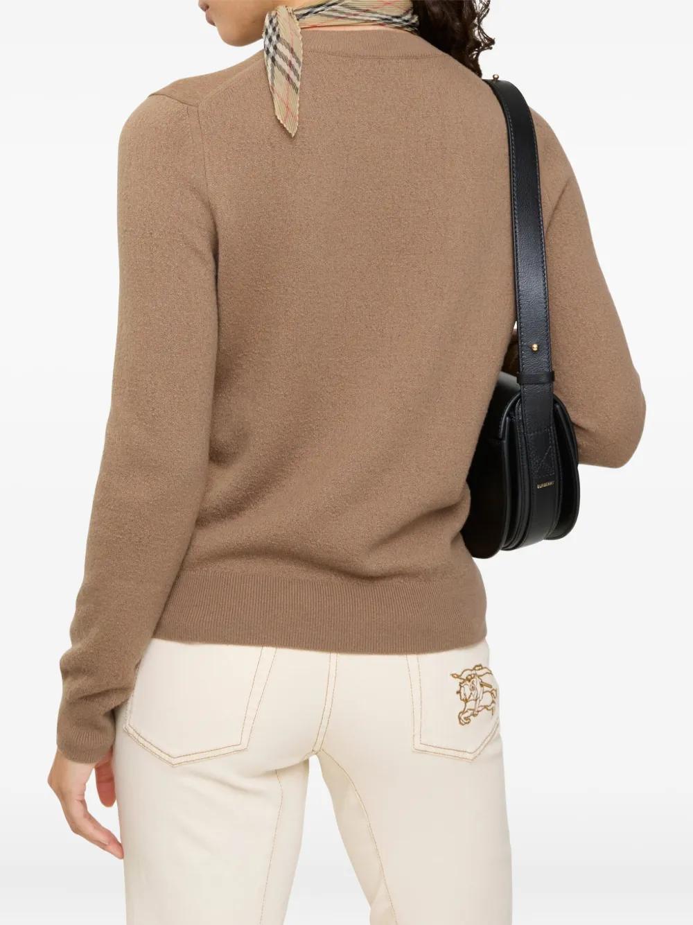 Burberry Crew-neck Equestrian-logo Sweater In Brown