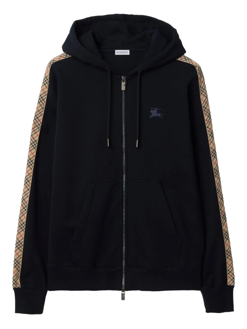 Burberry check-trim zipped hoodie | Blue | Image 1