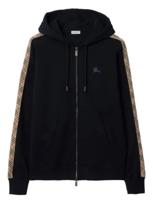 Burberry Check-pattern zip-up Hoodie | Black | FARFETCH PT