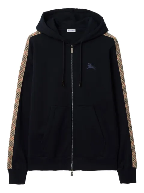 Burberry check-trim zipped hoodie