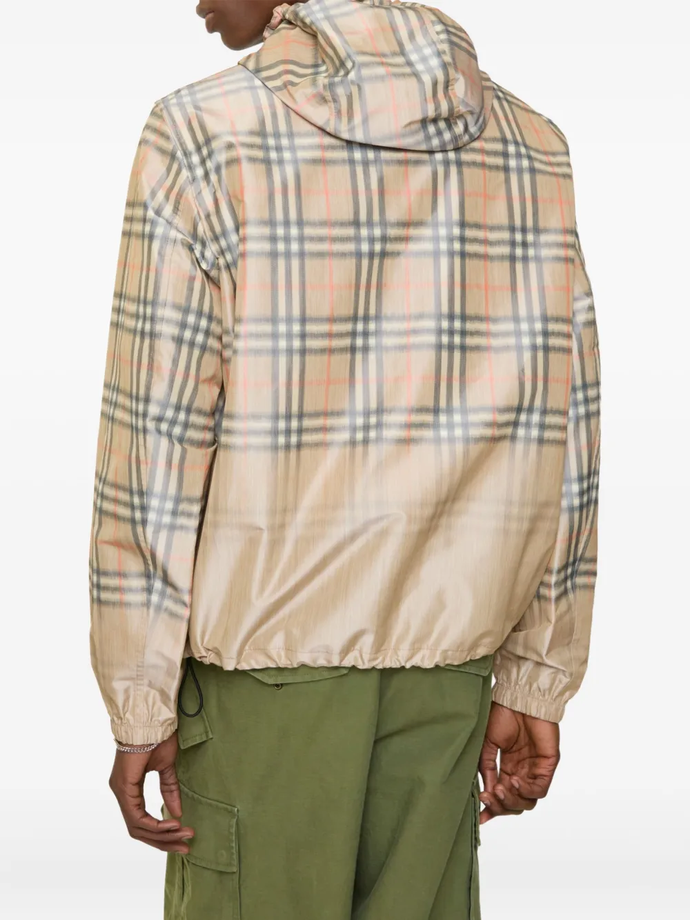 Burberry Geruit lichtgewicht jack met capuchon Beige