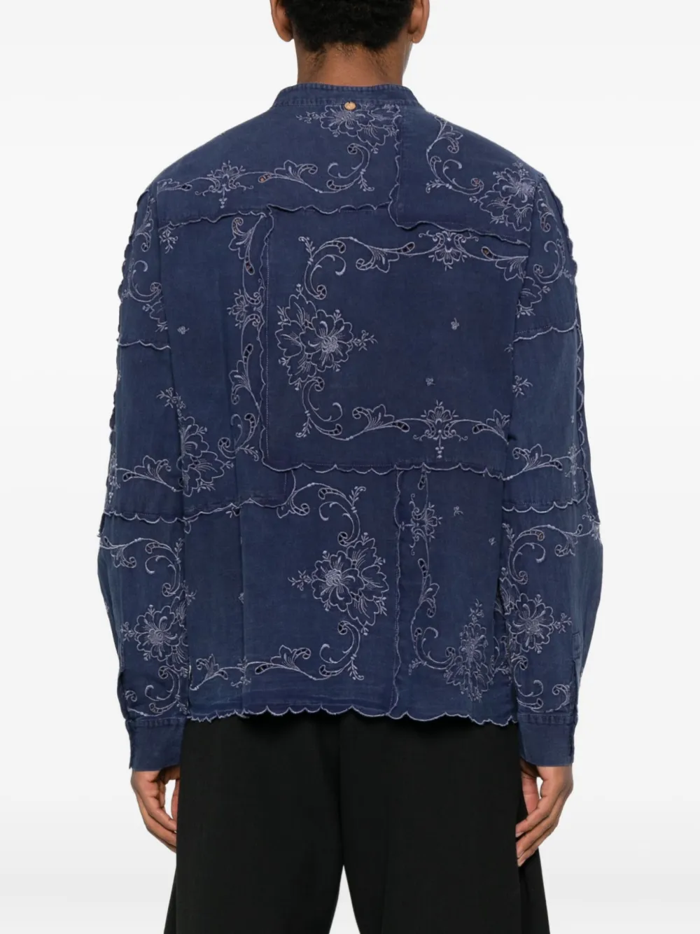 Antik Batik Carmina gewelfd overhemd met borduurwerk Blauw