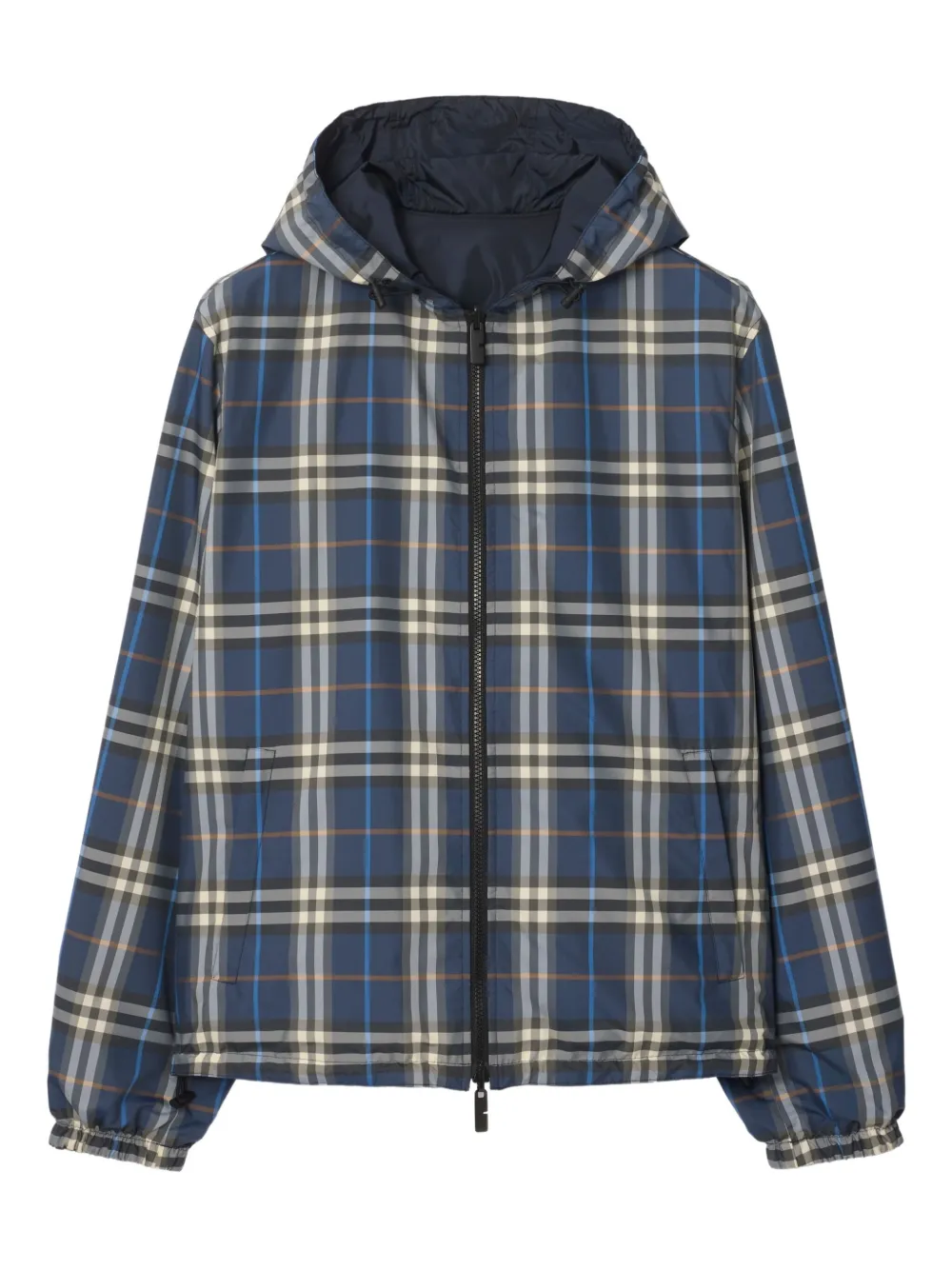 Burberry check-pattern hooded reversible jacket | Blue | Image 1