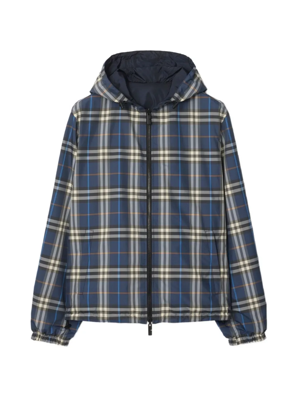 Burberry Omkeerbaar geruit jack met capuchon Blauw