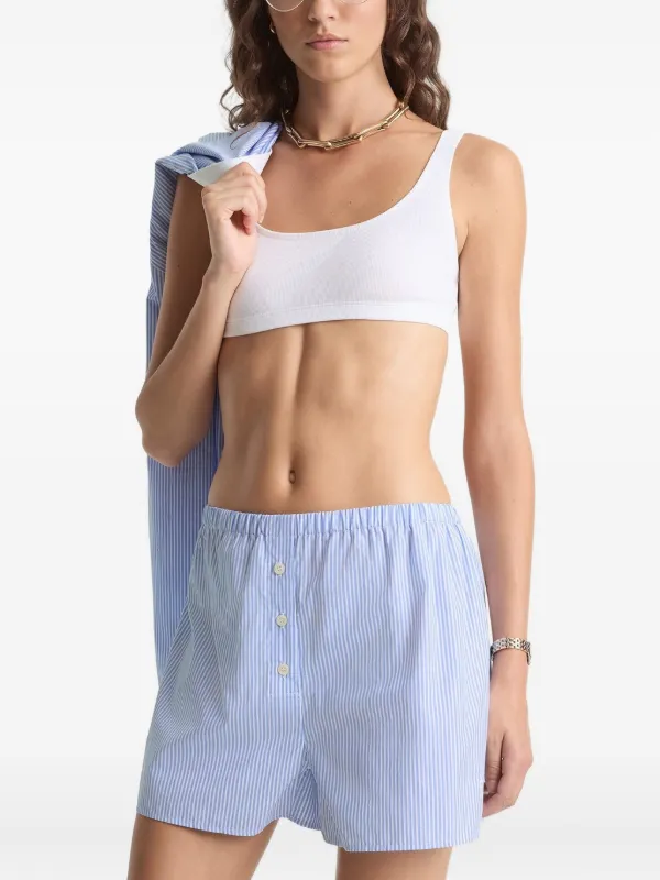  sporty&rich ショートパンツ s Sporty & Rich ストライプ ショートパンツ | ブルー | FARFETCH JP