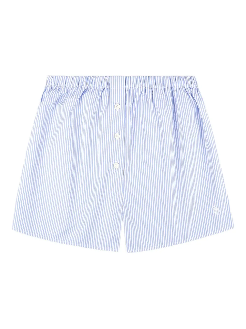 Sporty And Rich Striped Button Shorts In Blue