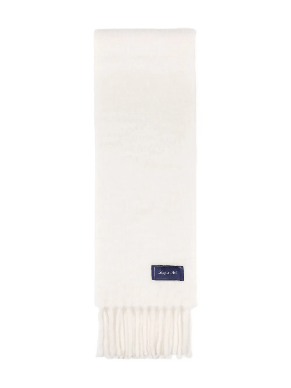 Sporty And Rich Fringed Logo Scarf In White