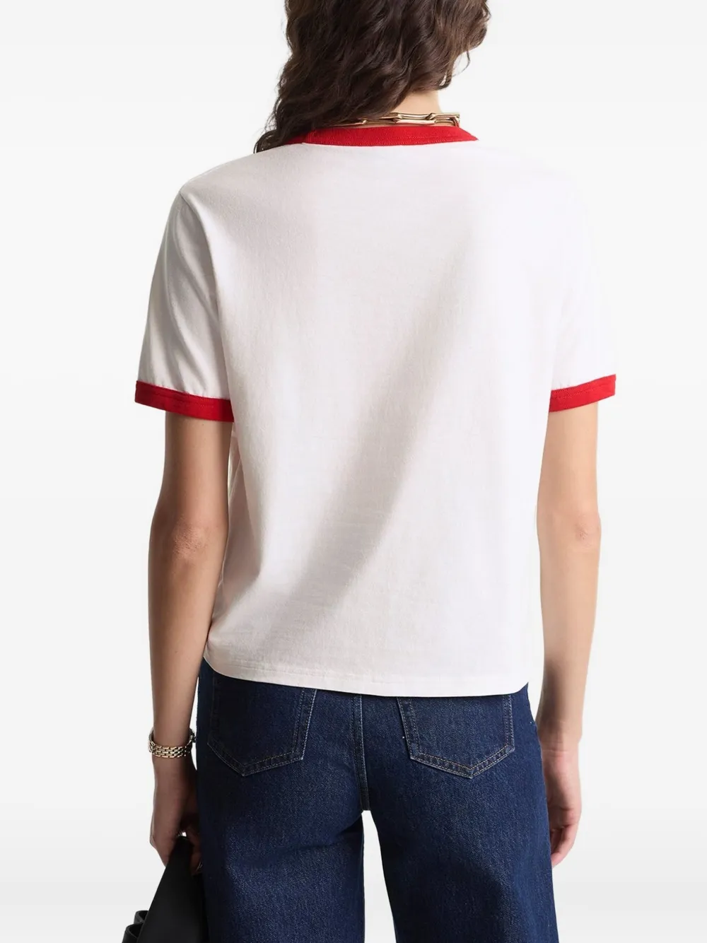 Sporty And Rich Ringer Graphic T-shirt In White