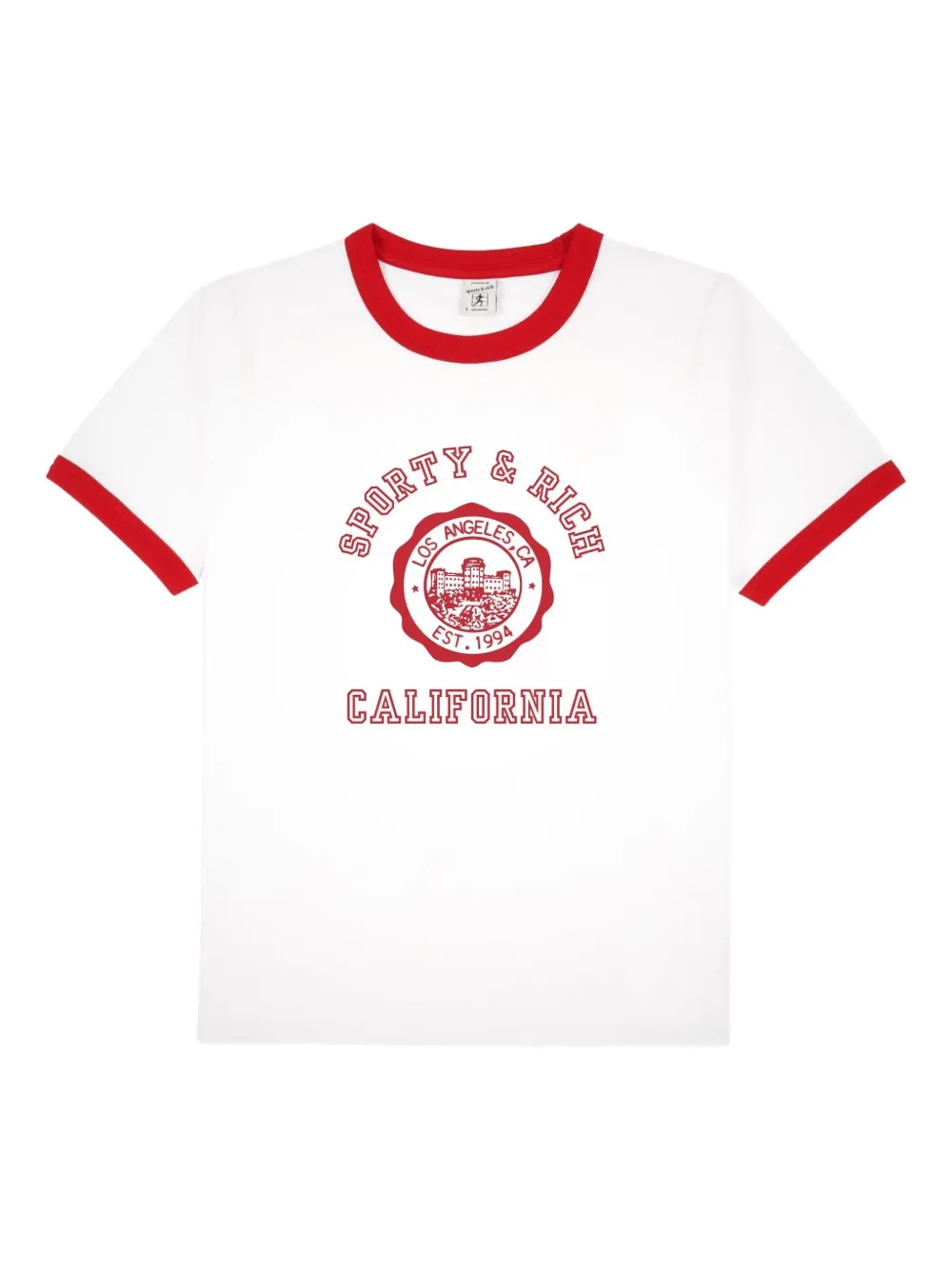Sporty And Rich Ringer Graphic T-shirt In White
