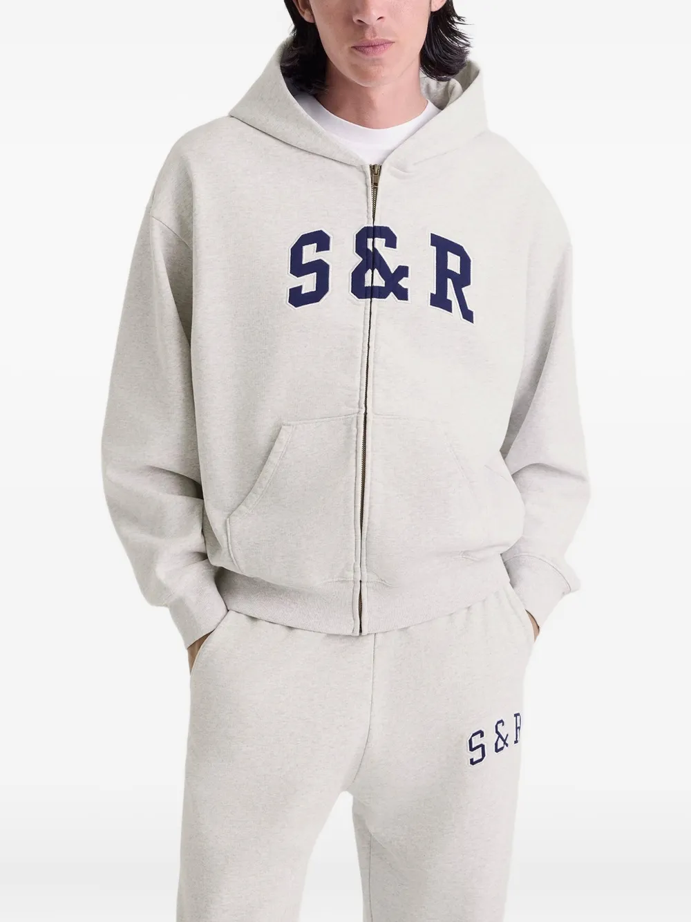 Sporty & Rich Hoodie met rits Grijs