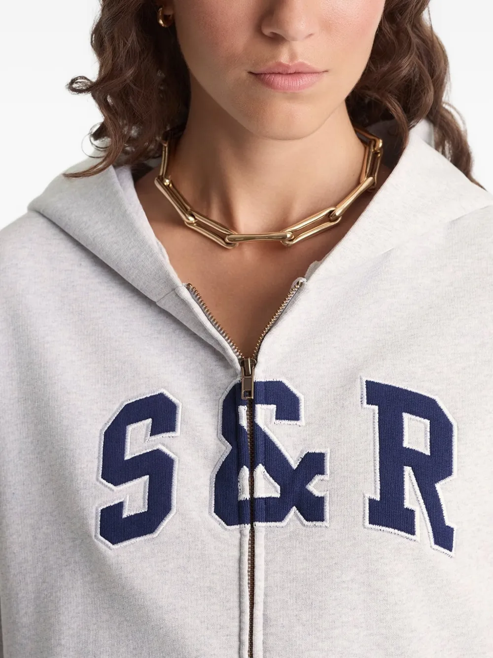 Sporty & Rich Hoodie met rits Grijs