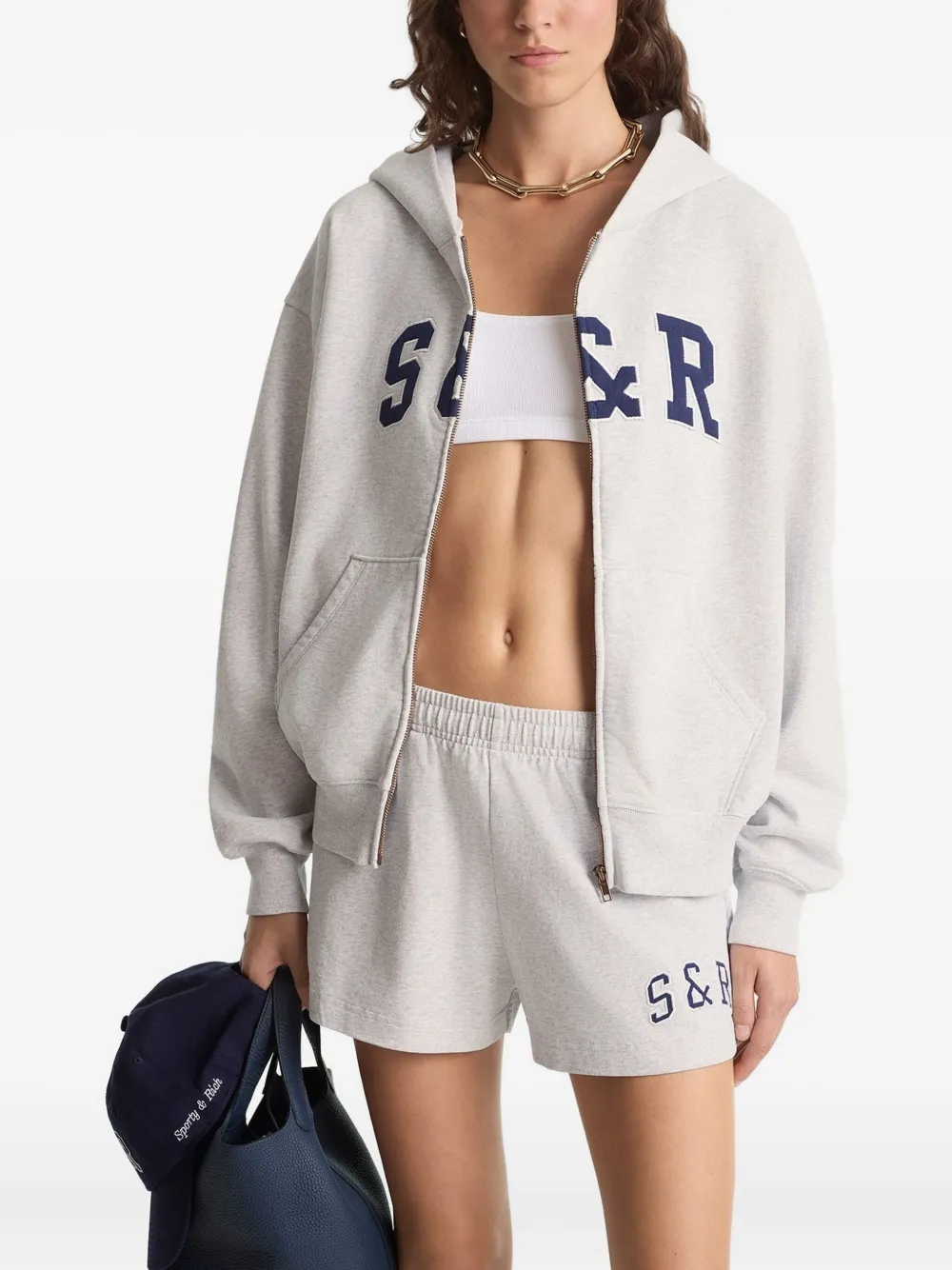 Sporty & Rich Hoodie met rits Grijs