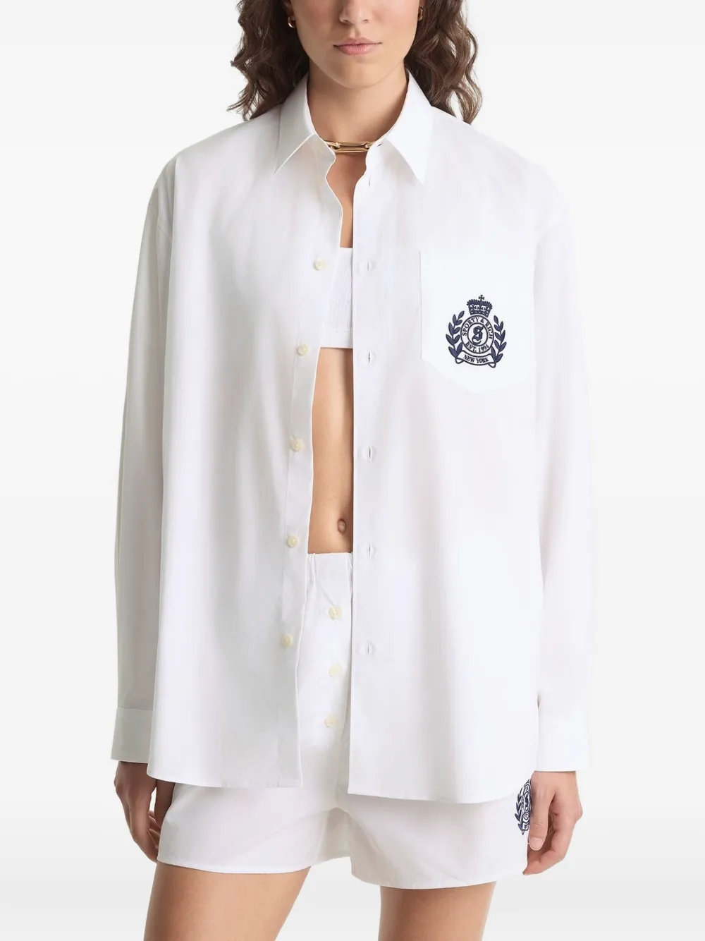 Sporty & Rich pocket embroidered top - Wit
