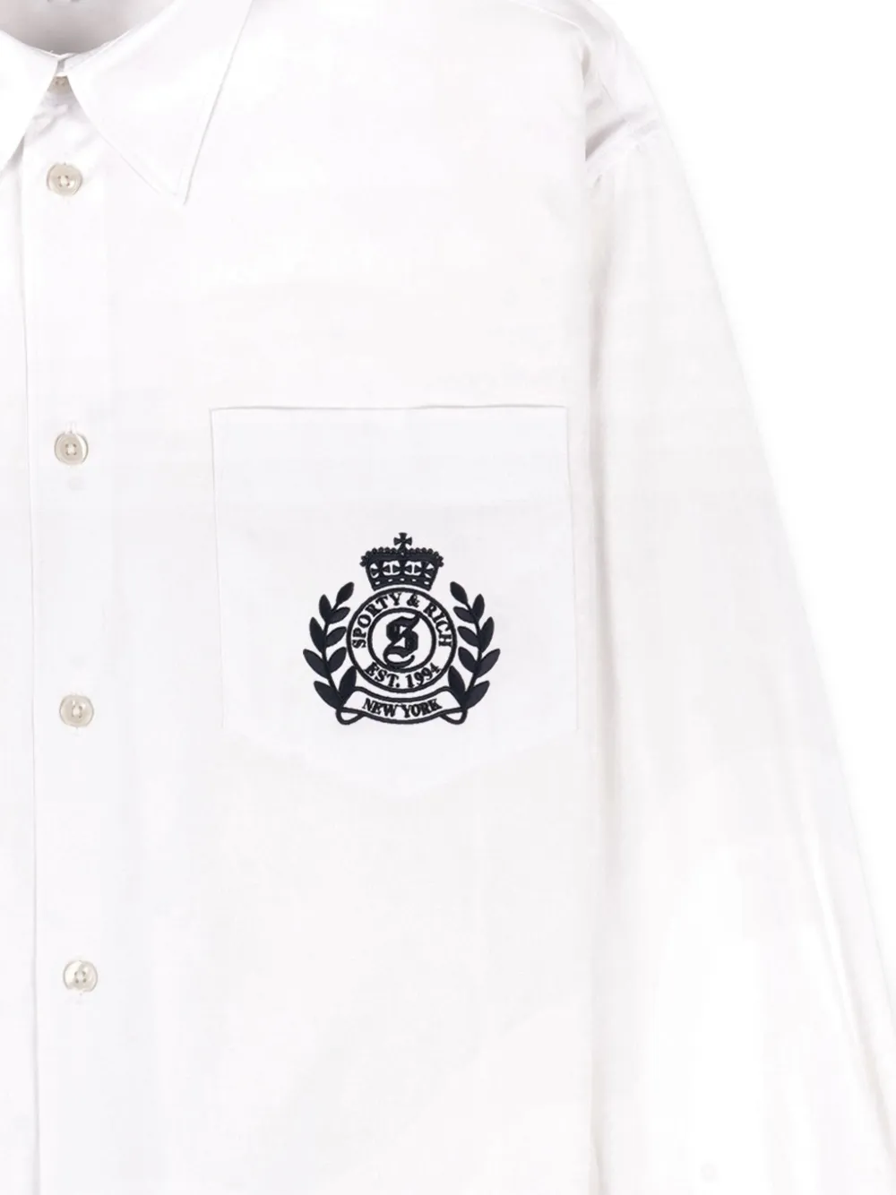 Sporty And Rich Pocket Embroidered Top In White