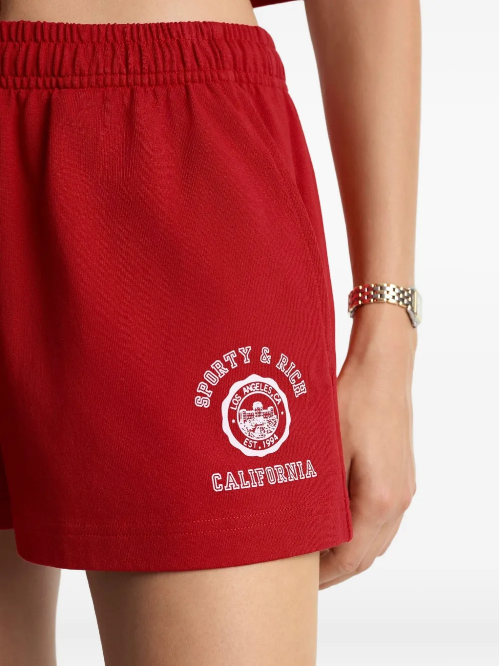 Sporty And Rich Elasticated Logo Shorts In Red