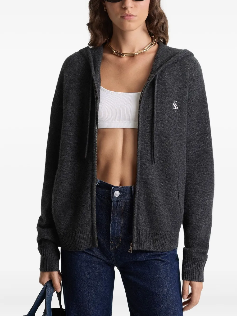 Sporty & Rich zip hoodie - Grijs