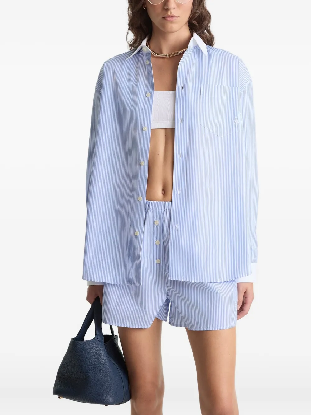 Sporty & Rich striped pocket shirt - Blauw