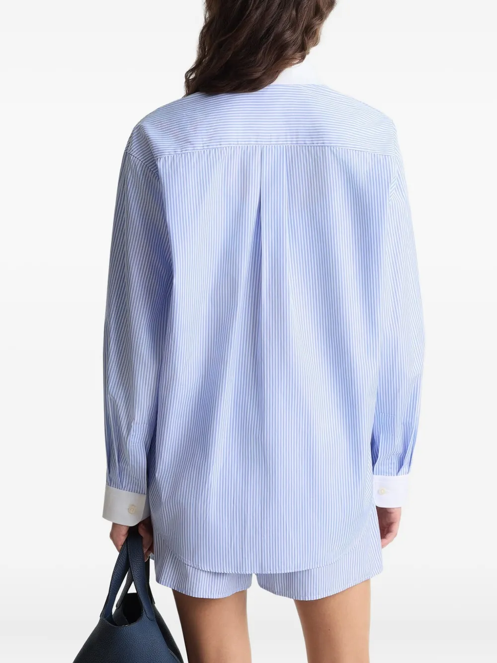 Sporty And Rich Striped Pocket Shirt In Blue